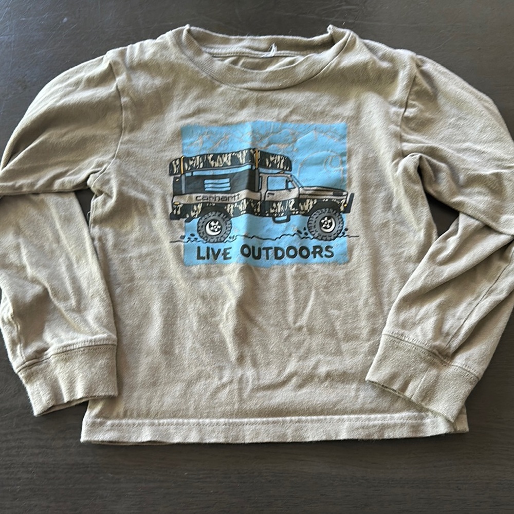 Carhartt Tan Long Sleeve with Blue Truck Graphic